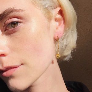 Siizu Fleur Chain Hoops Gold Earrings